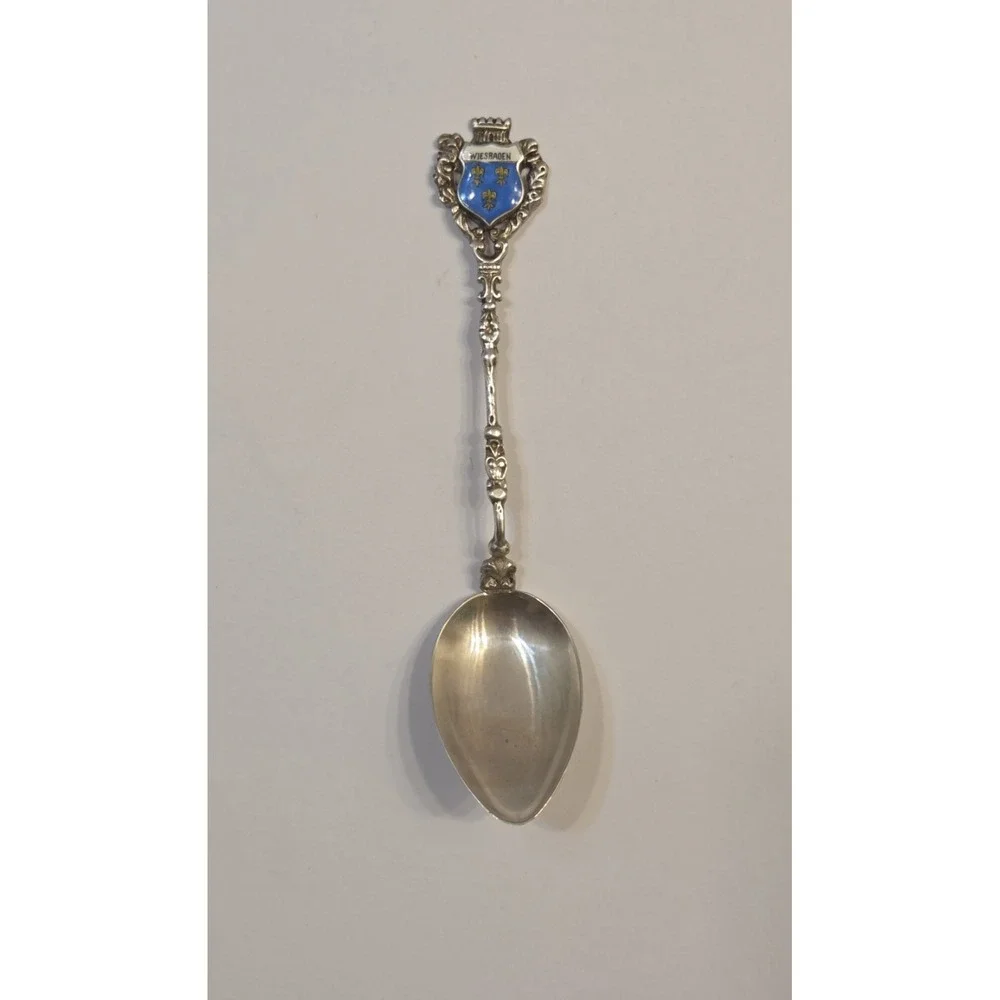 Vintage German 835 Silver WIESBADEN Souvenir Spoon Sterling‎ Silver